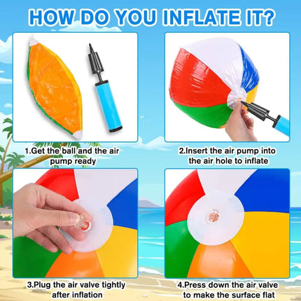 3pcs Summer Inflatable Beach Balls Rainbow Striped Inflatable Pool Balls for Pool Party & Beach Games Adults Kids Outdoor Play