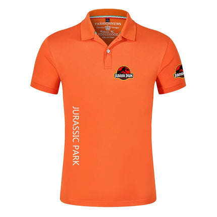 Jurassic Park Summer Casual Sports Ice Silk Quick-drying Breathable Lapel Collar Short-sleeved Solid Color Polo Shirt