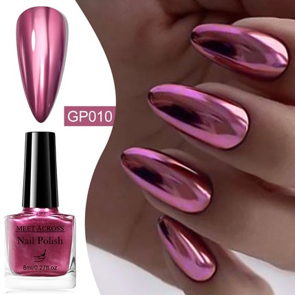 MEET ACROSS 8ml Glass Bottle Water-Based Peel Off Nail Polish Spring Summer Colorful Glitter Nail Art Varnish No Need Lamp