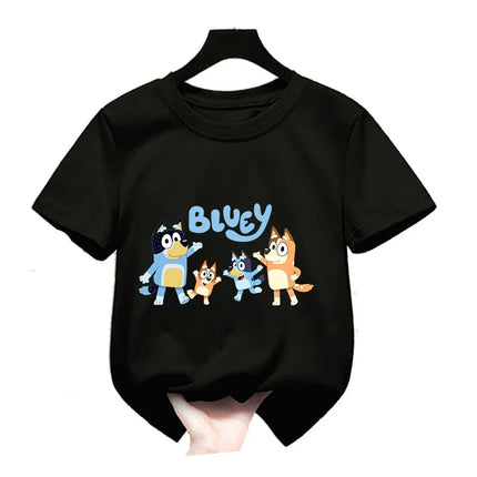 Bluey Girls T-shirt Kids' Clothing Summer Printed Cartoon Tees Short Sleeve Kids' Cotton Outfits Tops