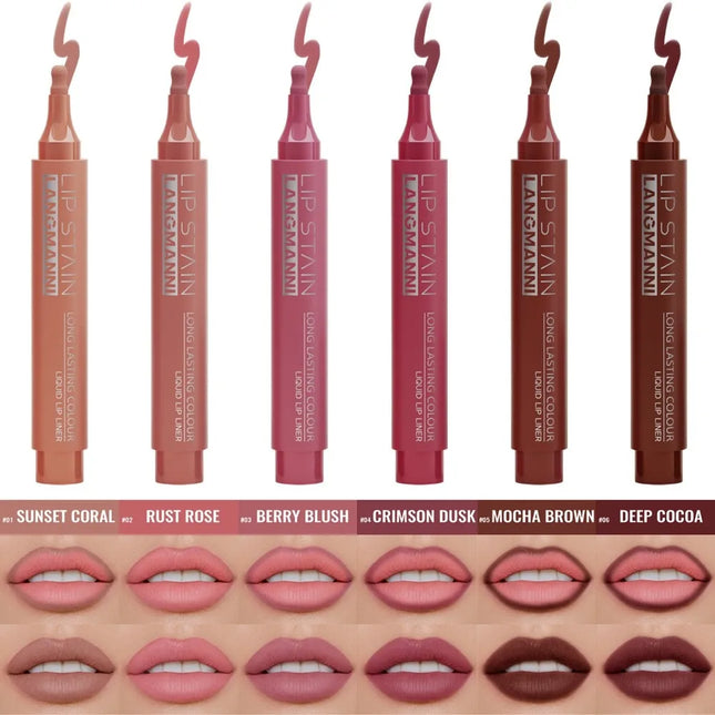 6 Colors Liquid Lip Liner Pencil Long Lasting Nude Lipstick Matte Lip Liner Stick Non-stick Cup Natural Lips Contour Pen Makeup
