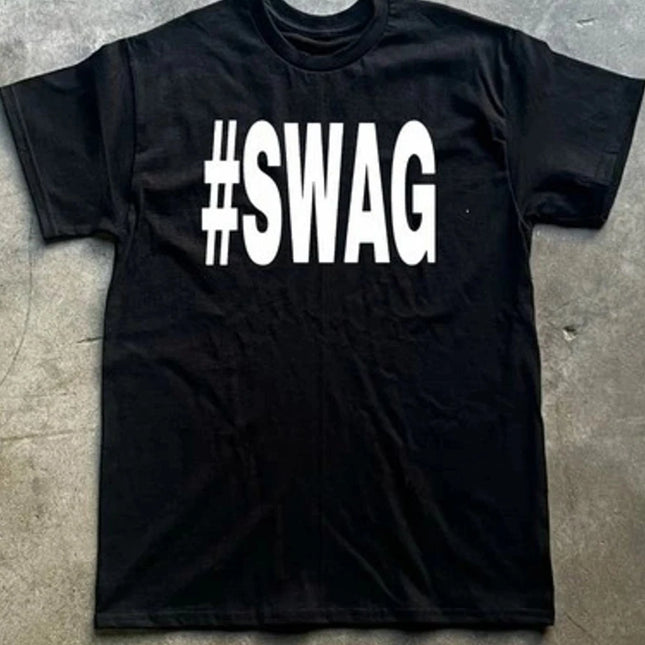 Swag Y2K T-shirt for Men Casual Crew Neck Slightly Stretchy Fabric Regular Fit Printed Pattern Suitable for All Seasons