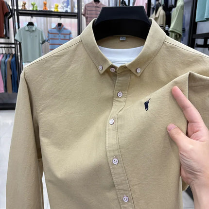 100% Cotton Corduroy Shirt - Green Long Sleeve M-4XL - Spring Autumn Slim Fit Candy Color Collection