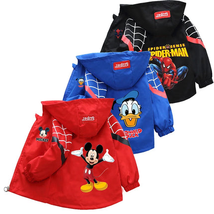 Children's Mickey Hooded Jacket 1-10 Years Autumn Boy's Windbreaker Zipper Hoodie Baby Boys Birthday Present Jacket Cosplay Coat