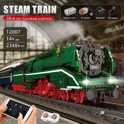 Mould King 12007 Technical Car Toys The APP&RC Motorized BR18 201 German Express Train Model Building Blocks Bricks Kids Gift