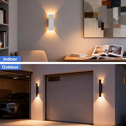 Outdoor LED Wall Lamp IP65 Waterproof Aluminum Up Down Light 18W 110V/220V Black White for Courtyard Porch Exterior Lighting