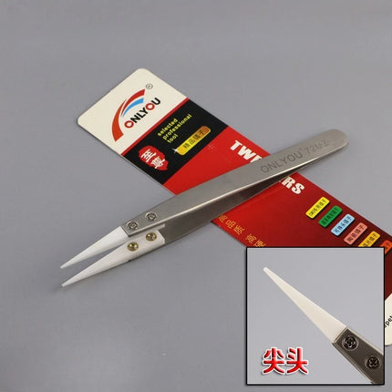 Ceramic Tipped Stainless Steel Tweezers Tips Heat Pointed Resistant Tweezer Electronic Soldering Tweezers Fine Pointed Tip