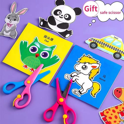 48Pcs Kids Craft Toys Handmade Paper Cut Book DIY Cartoon Scrapbooking Paper Art Toys Kids Learning Toys for Children Gifts
