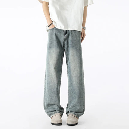 Men's Fashion Jeans Classic America Jeans Y2K Casual Baggy Jeans Straight Leg Retro Wide-legged Jeans Loose Suit Pants Trousers
