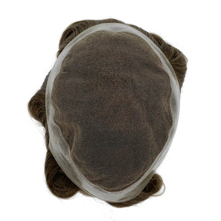 Australian Base Men Toupee Swiss Lace With PU Silicone Around Hairpiece Human Hair Replacement System Prosthesis Wigs For Men