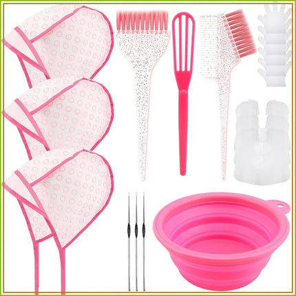 19PCS Hair Bleach Highlighting Kit with Dye Brush and Bowl, Frosting Cap, Gloves, Cape - Home Salon Tools for Bleaching Coloring Dying