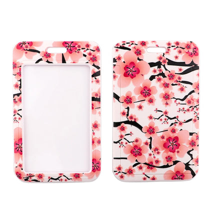 New Sakura Cherry Blossoms Flower lanyard card ID Badge Holder Keychain Pass Gym Mobile Kids Key Holder Key Rings Gift