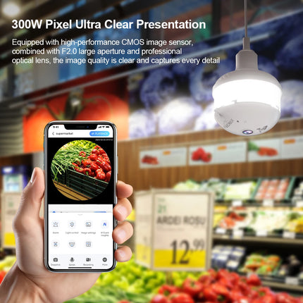 V380 Pro 6MP WiFi E27 Bulb Security Spotlight Camera Full Color Night Vision Two-Way Voice 360° Panoramic Surveillance Camera