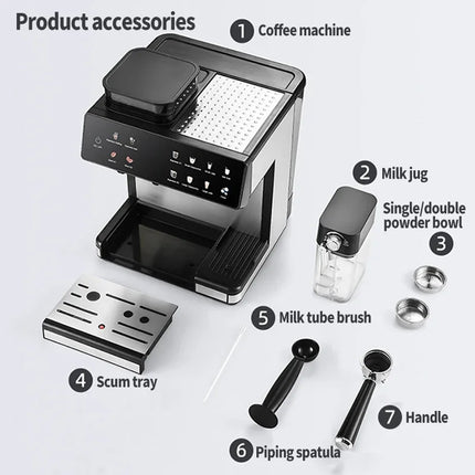 Multifunctional fancy automatic coffee machine, commercial milk frothing and grinding integrated coffee machine