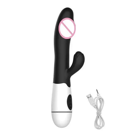 30 Speed Rechargeable Handheld Silicone Adult Clit Clitoral Clitoris Sex Toy G Spot Dual Motor Rabbit Vibrator for Women Female