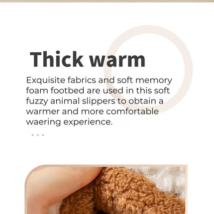 Cute Bear Fluffy Slippers Warm Plush House Shoes for Women and Men