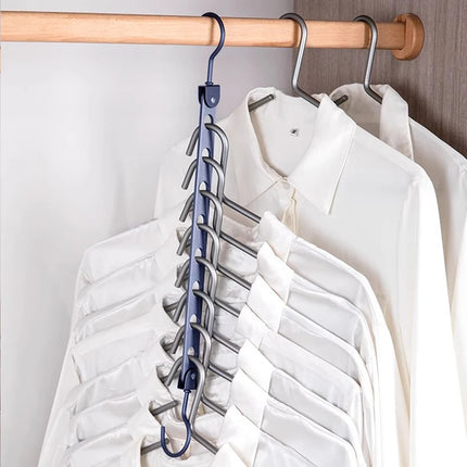6/7/8 Holes Storage Rack for Clothes Hanger Organizer Foldable Rotatable Metal Hangers Storage Rack Wardrobe Space Saver Hook