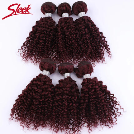 Brazilian Kinky Curly Human Hair Bundles 6Pcs 99J Jerry Curly Human Hair Extensions Topper Woman 100% Remy Human Hair Bundles