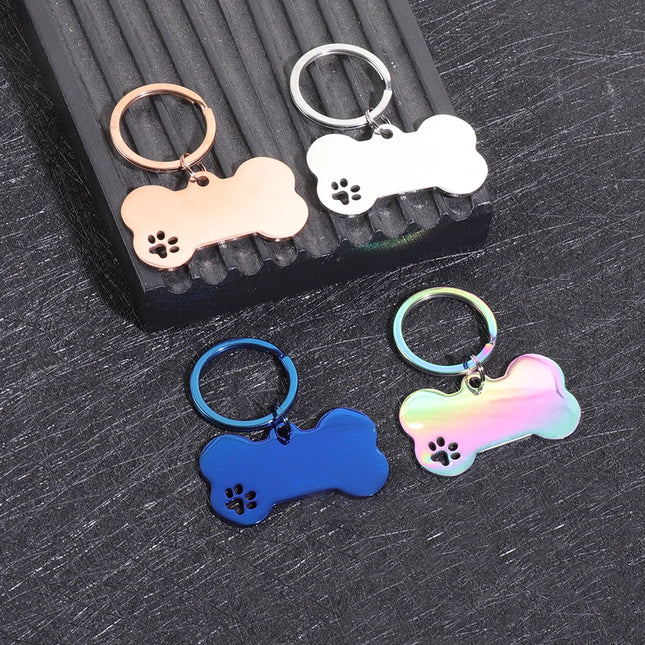 Custom Text Dog Tags Personalized Name Dog Cat ID Tag Bone Shaped Pendant Laser Engraving Address Number Customized Pets ID Tag
