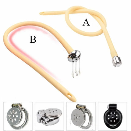 New 2.0 Latex Catheter Chastity Cage Accessories Super Long Detachable Showerhead Urethral Stimulation Plug Male Sex Toys