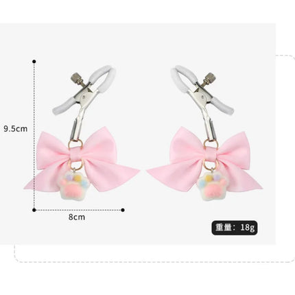 New Bow Cat Claw Nipple Clamps Couples Teasing BDSM Adjustable Breast Restraints Fetish Nipple Stimulation Adult Sex Toys Leten