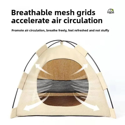 Portable Cat Tent Bed Breathable Oxford Pet House with Double-sided Mat Summer Cooling Cat Cave for Indoor Outdoor Cats Dogs
