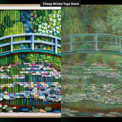3179pcs Bricks Assemble Toy Cheapest Paintings Model Water Lily Pond and Japanese Arch Bridge Building Blocks for Adults Gifts