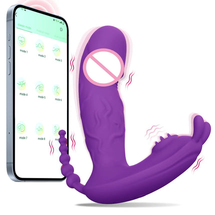 3 In 1 Wearable Panty Vibrator Dildo Sex Toy Masturbator G-Spot Clitoral Stimulator Massager for Female Couples Adults 18+