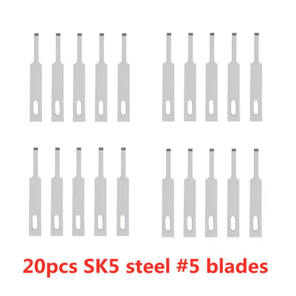 20pcs Wood Carving Blades Cutter Knifes Craft Carve Tool Sculpture Utility Engrave Metal Woodcarve PCB Repair DIY Blade