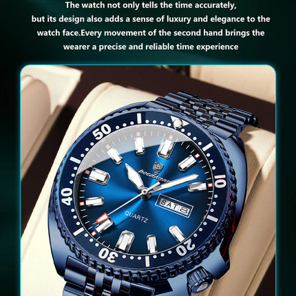 POEDAGAR Top Business Men Watch Date Week Waterproof Luminous Fashion Man Wristwatch Stainless Steel Casual Quartz Men's Watches