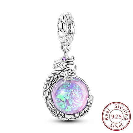 925 Sterling Silver Charms Beads Cute Fire Dragon Shaped Chameleon Charms Fit Original Pendants Bracelet DIY Women Jewelry Gift