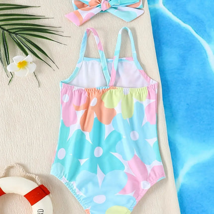 Summer Cute Baby Girls One-Piece Swimsuit With 2-Piece Swimming Pool One-piece Swimsuit For Newborn Girls