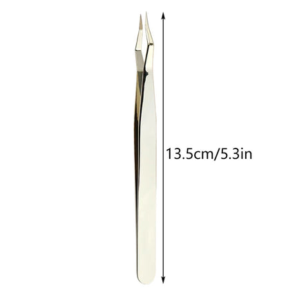 1Pc Stainless Steel Curved Tip Lash Extension Tweezers Anti Slip Straight Tweezers High Precision Nail Art Makeup Beauty Tools