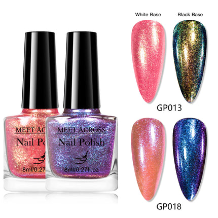 2pcs Chameleon Nail Polish Kit 8ml Natural Dry Saving Time Long Lasting Glitter Nail Art Polish For Manicure DIY Nail Supplies