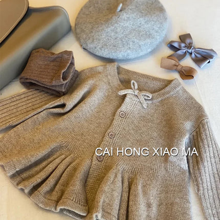 Girl Fashionable and Fashionable Autumn New Knitted Cardigan Single breasted Sweater Girl's Autumn Winter Outwear Trendy Style