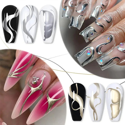 5ml Super Bright Silver Metallic Painting Liner Gel Nail Polish Drawing Stripe Graffiti Mirror Pull Line UV Gel Varnish