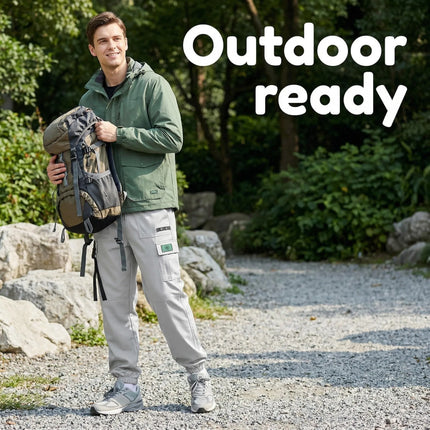 2026 New Men Streetwear Multi Pocket Decor Strap Cargo Joggers Elastic Waist Loose Ankle Lightweight Outdoor Casual Work Pants