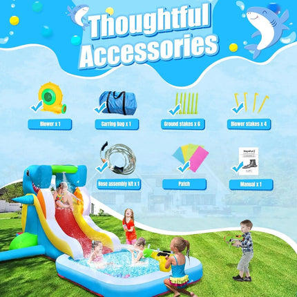 SkyBounce Inflatable Water Slide Bounce House for Kids Backyard Toddler Blow Up Bouncer  Blower Climbing Wall Cannon Party