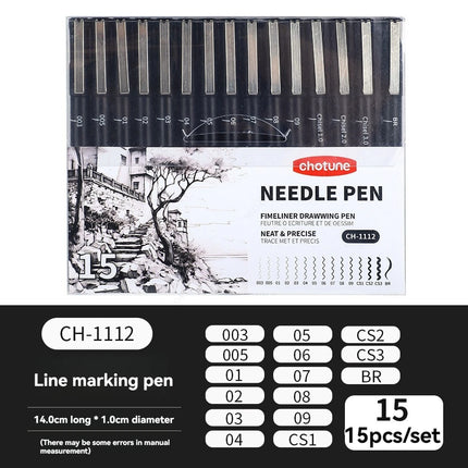 3/15Tip Black Pigment Micro-Pen Fineliner Ink Pens,Drawing Artist Illustration Pens Multiliner for Sketching Anime Manga Design