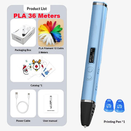3D Printing Pen For Doodling Making Holiday Presents With Oled Display temperature Control And Fast Extrusion With PLA Filament