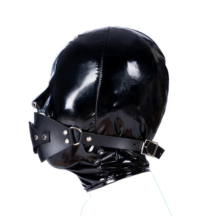 Fetish Cosplay Mask Soft Glossy Leather Full Cover Hood with Zipper Anime Halloween Party Costume Props Stage Performance Mask