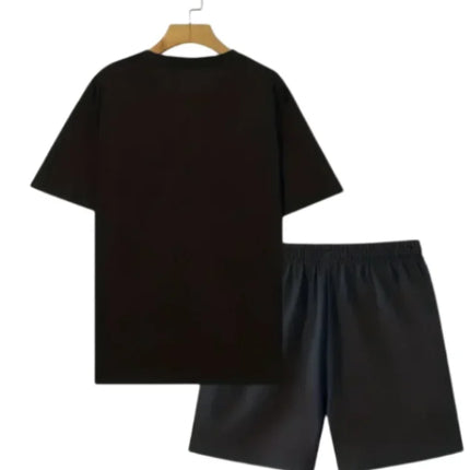 2024 New Crew Neck Short Sleeve T-shirt Fashion Shorts Set 3D Lion Print Short Sleeve Shorts 2-piece Men's Summer Sports Set