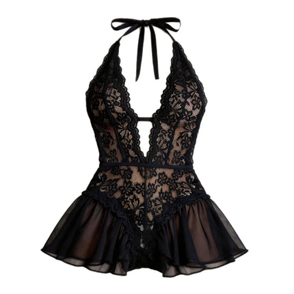 Red Women's Underwear Summer Underpants A Set Of Ultra-thin Female Lace Nightdress  Transparent Intimate Sleepwear