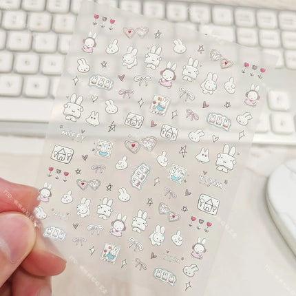 Cute Miffy 3D Nail Stickers Kawaii Glass Camera Nail Stickers Decoration Anime Printing Stickers Holiday Surprise Gifts