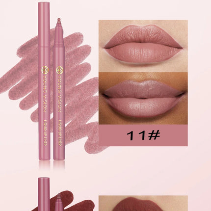 12 color matte liquid lipliner sponge gourd head fog surface bare color waterproof lip glaze red pen