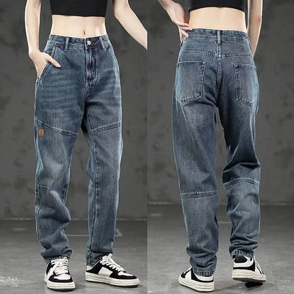 High-end Luxury Man Clothes 2026 New Men's Splicing Trend Stretch Straight Jeans Loose Harlan Low Rise Pants Casual Trousers