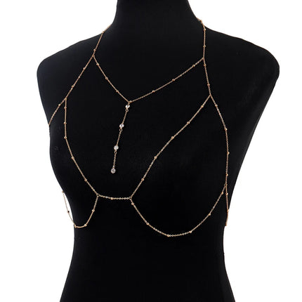 Metal Body Bust Chain Jewelry For Women Sexy Bikini Ladies Breast Crystal Breast Chain Necklace Decoration Summer Body Jewelry