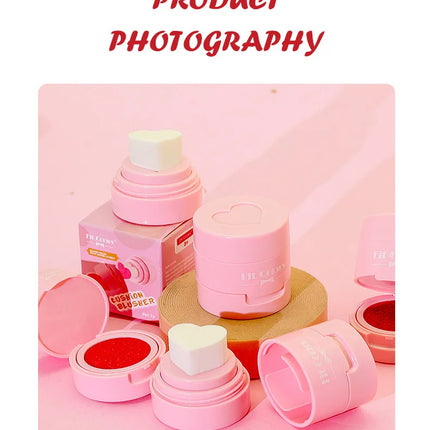 Heart Blush Stick Sponge Stamp Facial Blush Waterproof Brightening Face Contouring Shadow Blusher Tint Cheek Korean Cosmetics