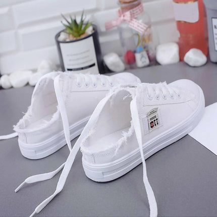 Womens Half Slipper Sneakers Comfortable Women Casual Shoe Lace-up Women Flat Shoes Breathable Canvas Shoes Anti-slip Zapatillas