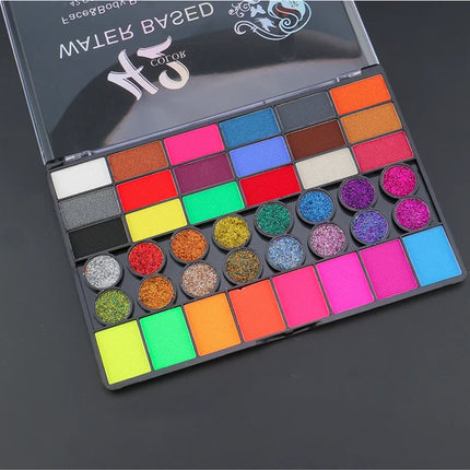 42 Colors Water Soluble Face Body Painting Set UV Neon Glitter Face Paint Art Halloween Christmas Party Body Paint Makeup Kit